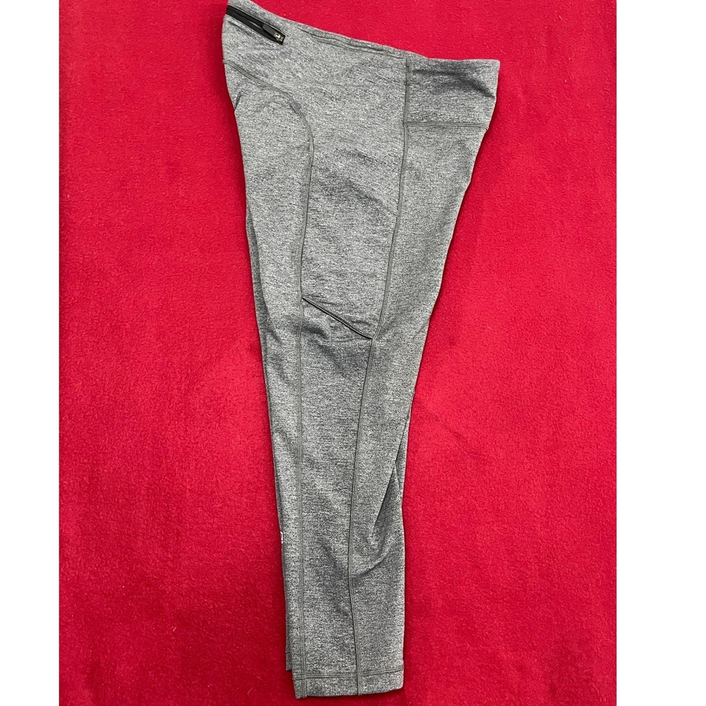 Lululemon Speed Up Crop Leggings Heathered Grey Running Pants Pockets Size 6